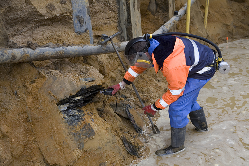 Taking samples of the soil, environmental research.