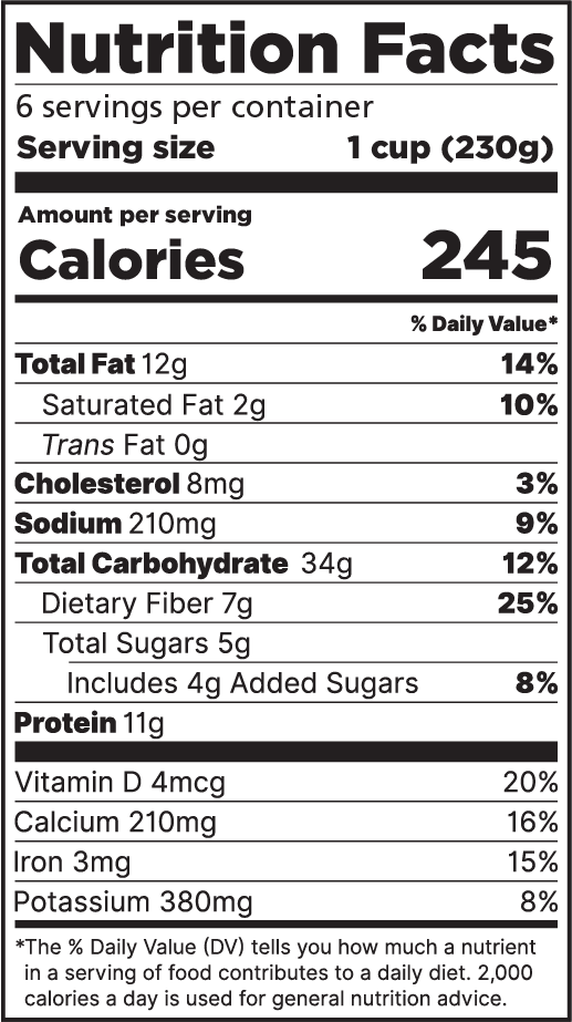 Standard format Nutrition Fact Panel